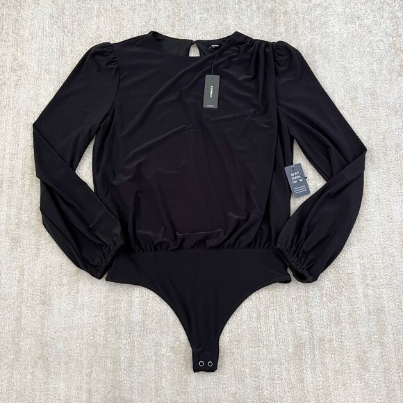 Express Tops - NWT Express Long Sleeve Bodysuit Blouse Top in Black M